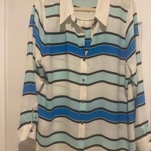 VINCE CAMUTA Striped
Blue and White Button-Up Blouse